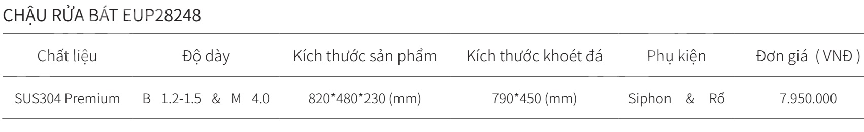 Chậu rửa bát 2 hộc inox SUS304 EUROGOLD EUP28248