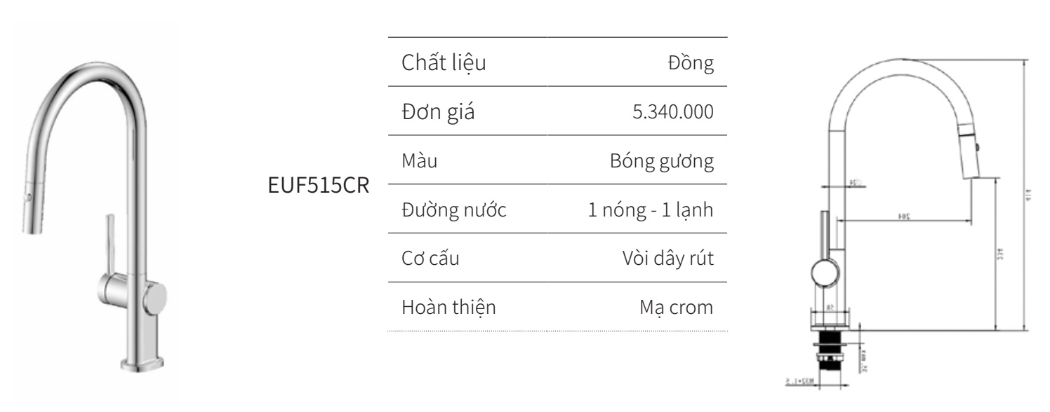 Vòi rút nóng lạnh EUROGOLD EUF515CR