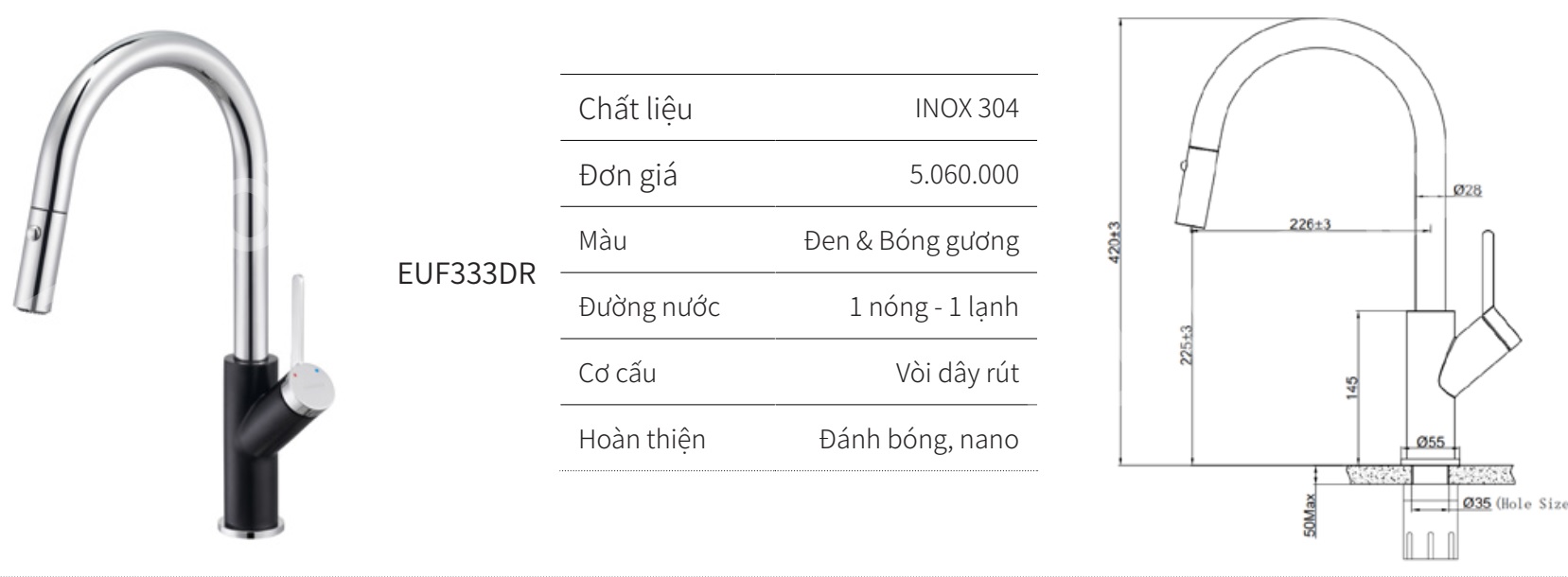 Vòi rút nóng lạnh EUROGOLD EUF333DR