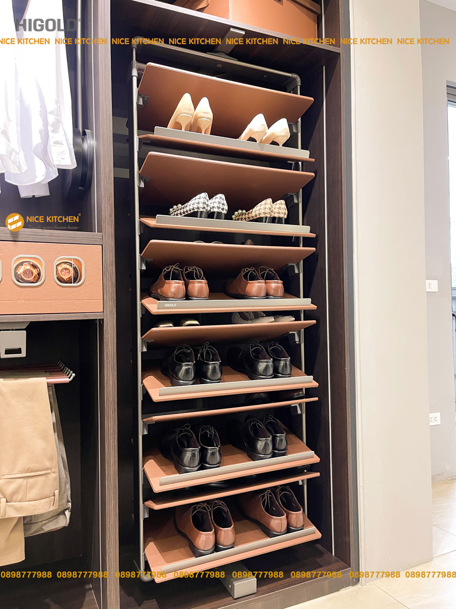 Kệ giày dép thông minh xoay 360 độ Higold Series BV Nâu cao cấp 703595S 703594S 703593S 703592S 703591S