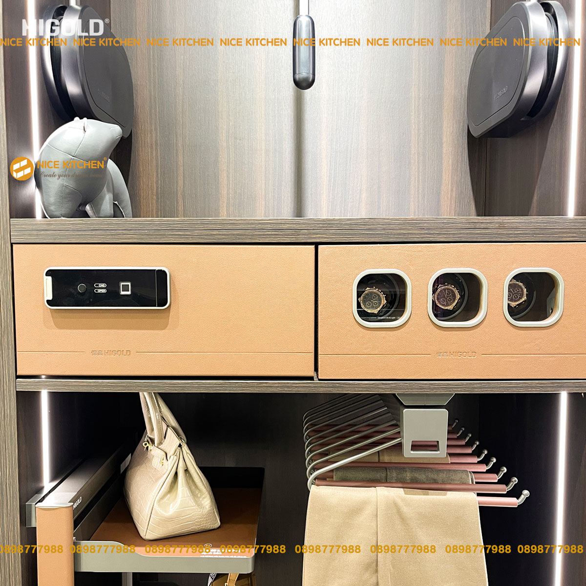 Tủ xoay đồng hồ cơ Higold Series BV n&acirc;u cao cấp 706154S