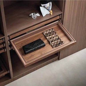 Kệ đựng đồ đa năng FASTER gỗ Hồ Đào khung nhôm ray âm giảm chấn