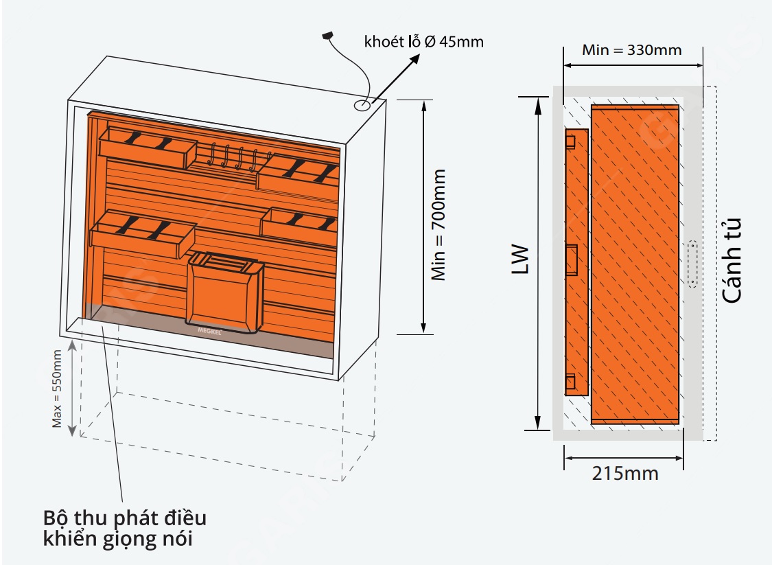Giá gia vị nâng hạ điện GARIS ML05X