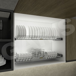 Giá bát đĩa cố định 2 tầng GARIS Inox 304 MB04E