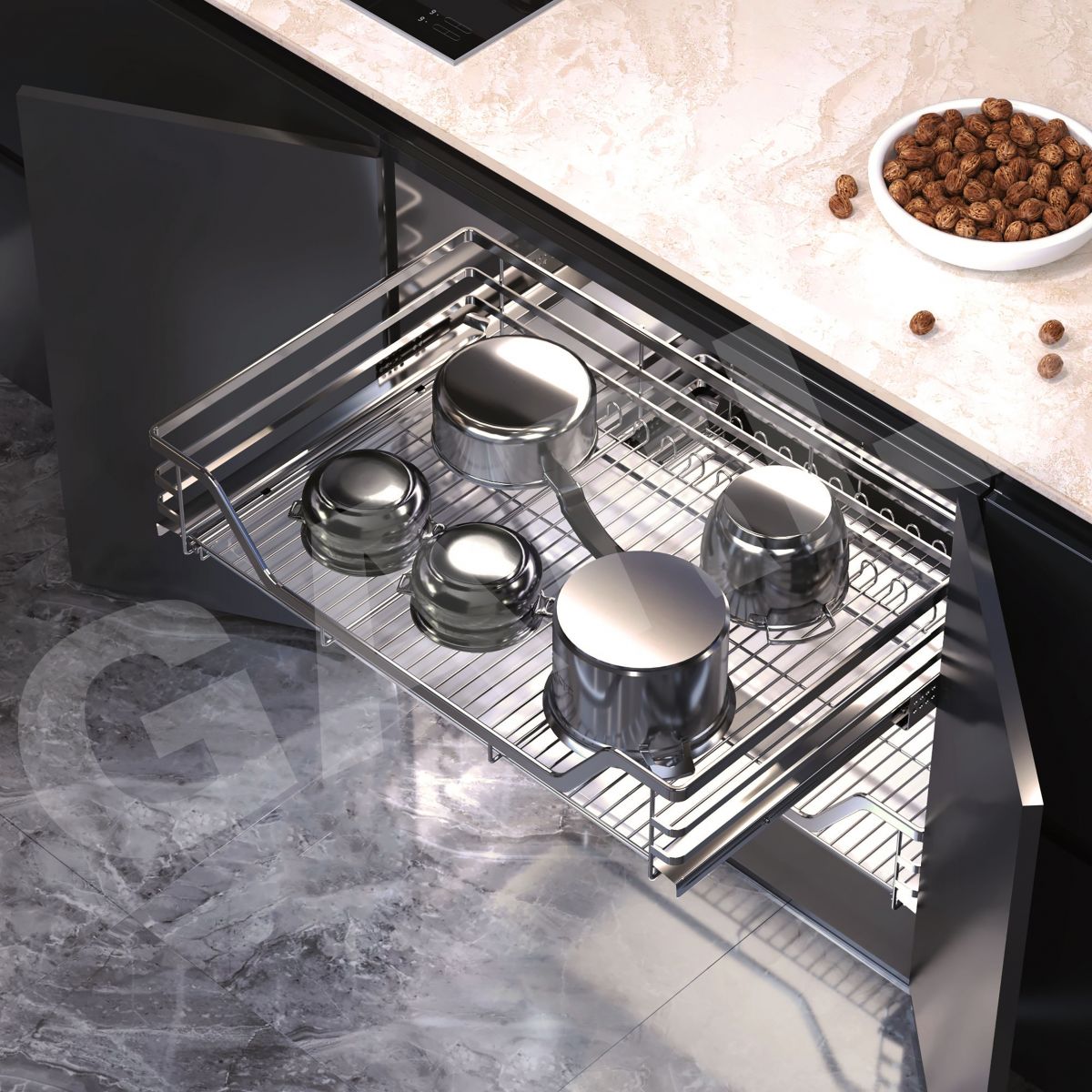 Kệ xoong nồi đa năng GARIS Inox 304 GP04C cánh mở