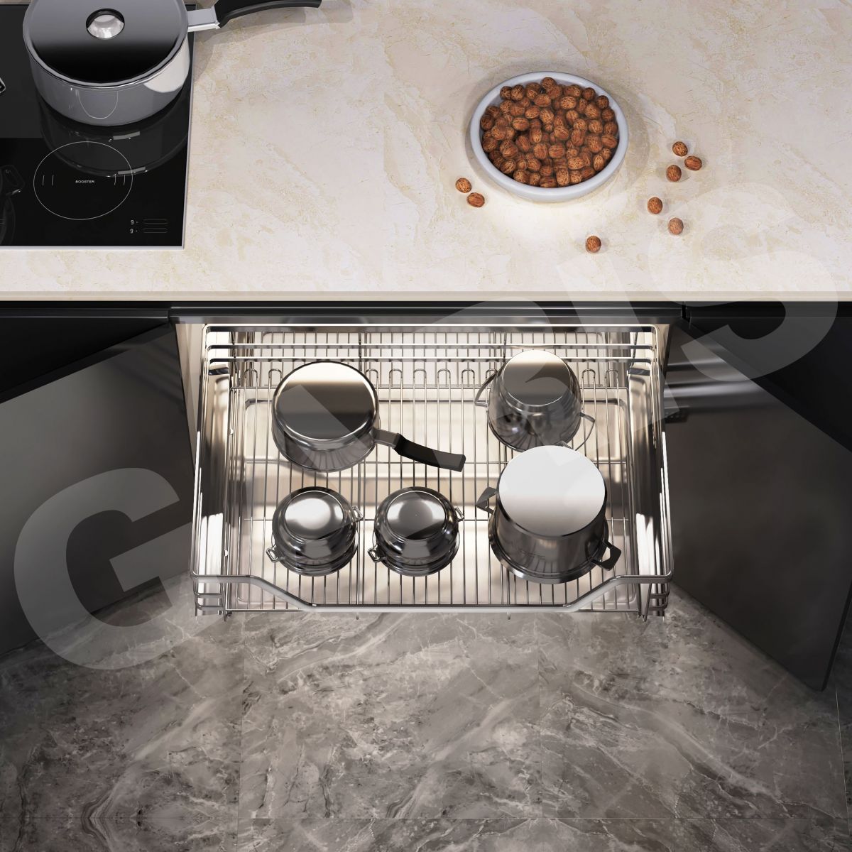 Kệ xoong nồi đa năng GARIS Inox 304 GP04C cánh mở