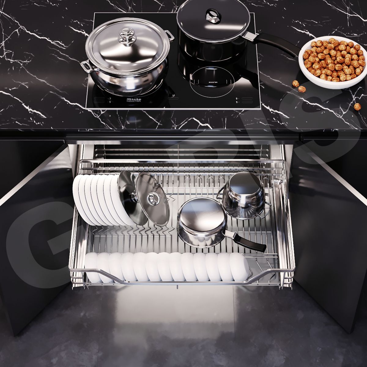 Kệ bát đĩa đa năng GARIS Inox 304 GD04E cánh mở