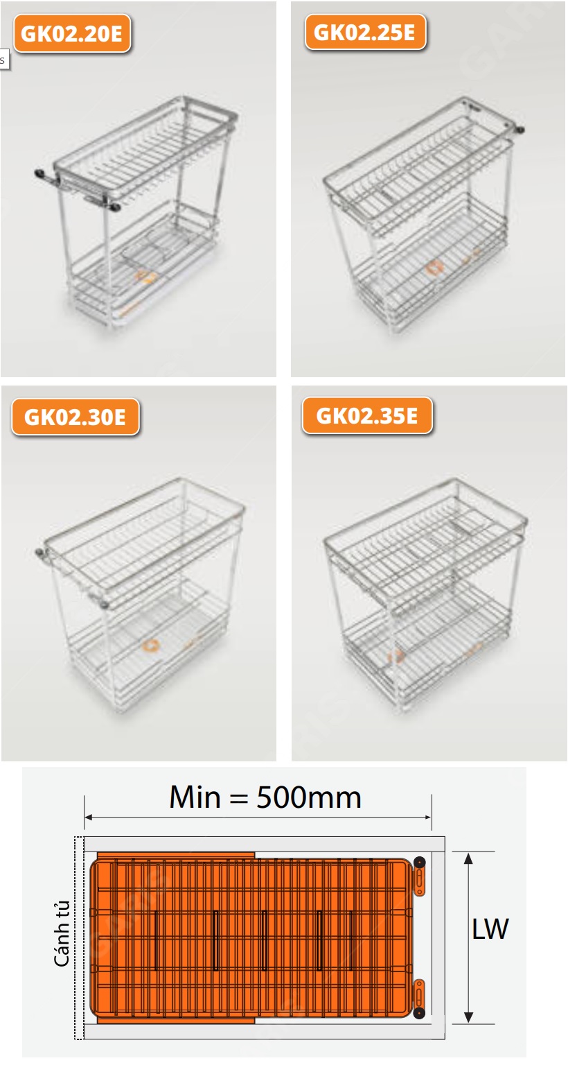 Kệ gia vị chai lọ đa năng GARIS Inox 304 GK02E