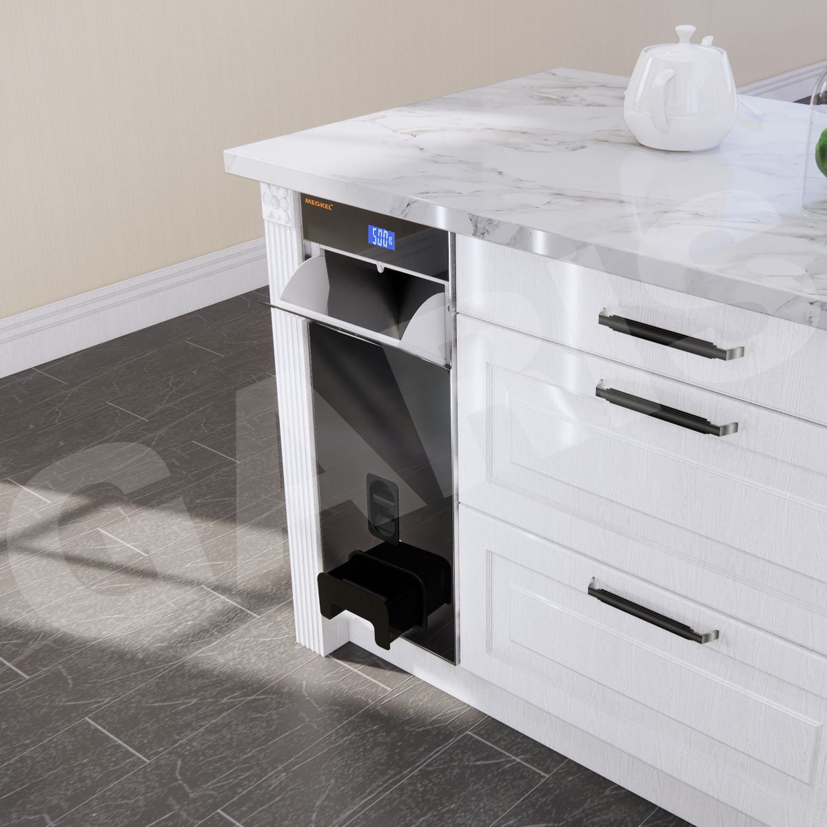 Thùng gạo điện tử mặt kính viền nhôm GARIS MR06.30BE MR06.30ME