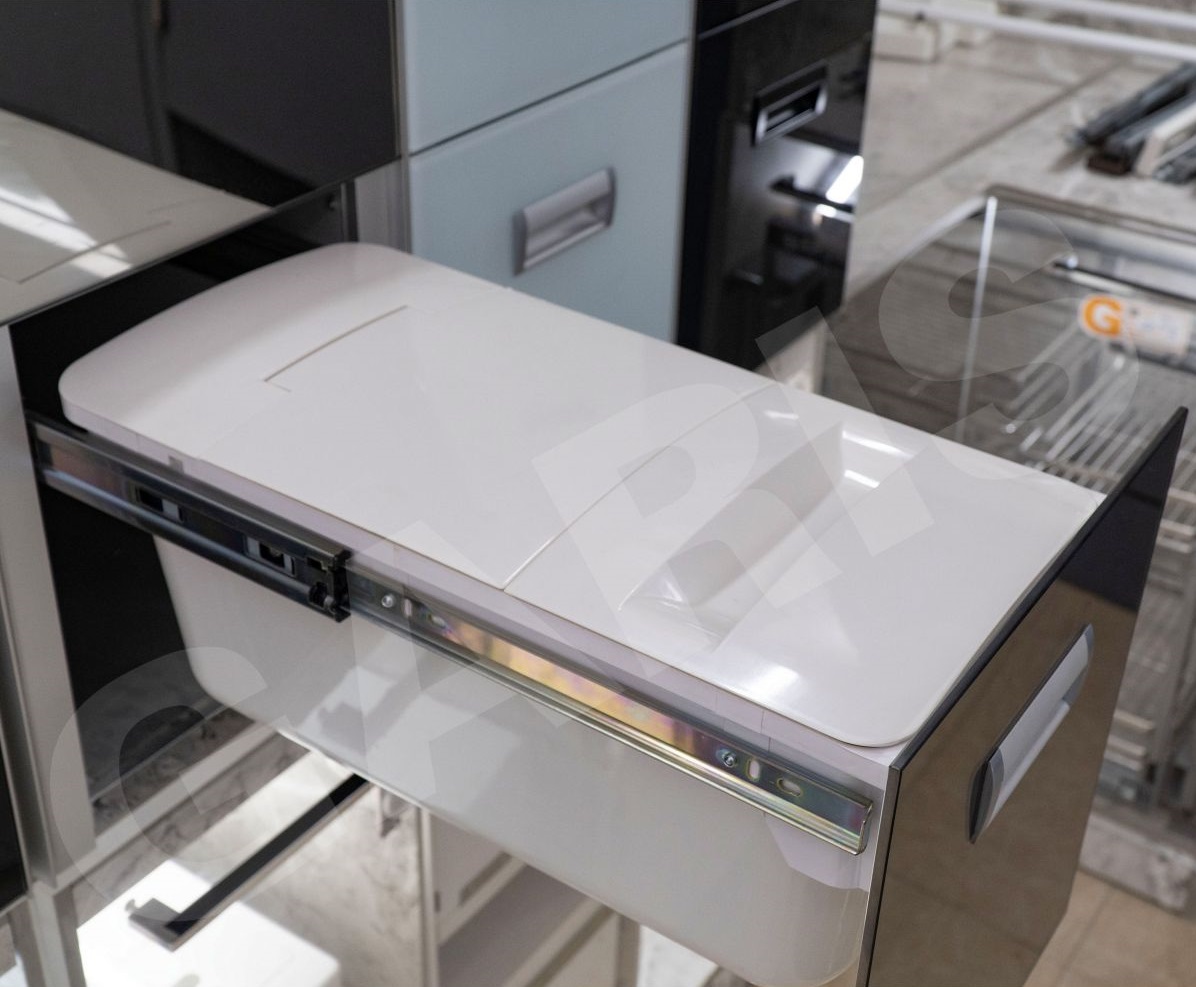 Thùng gạo mặt kính 2 khoang viền nhôm GARIS MR07