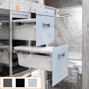 Thùng gạo mặt kính 2 khoang viền nhôm GARIS MR07