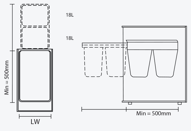 Thùng rác đôi gắn cánh âm tủ GARIS GW07.40