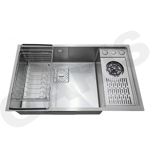 Chậu rửa 1 hố lệch có máy rửa cốc, chén MS11.82