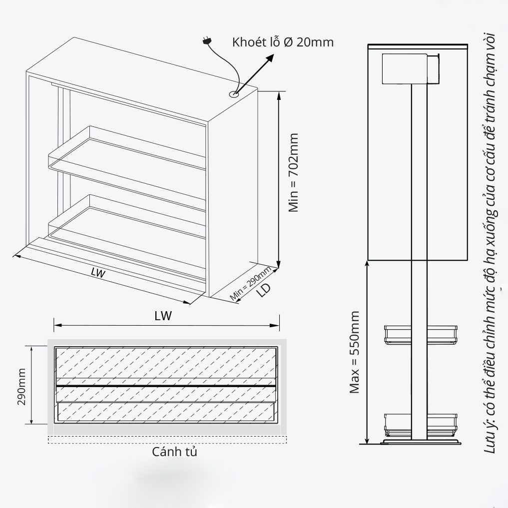 Kệ gia vị nâng hạ điện GARIS GL05AT