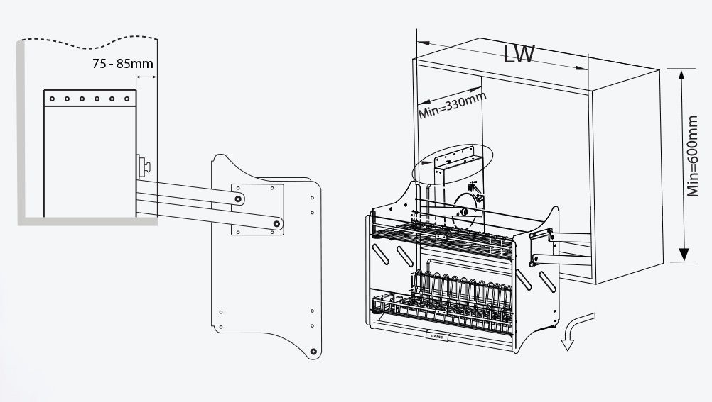 Giá bát đĩa nâng hạ di động GARIS GL06AT