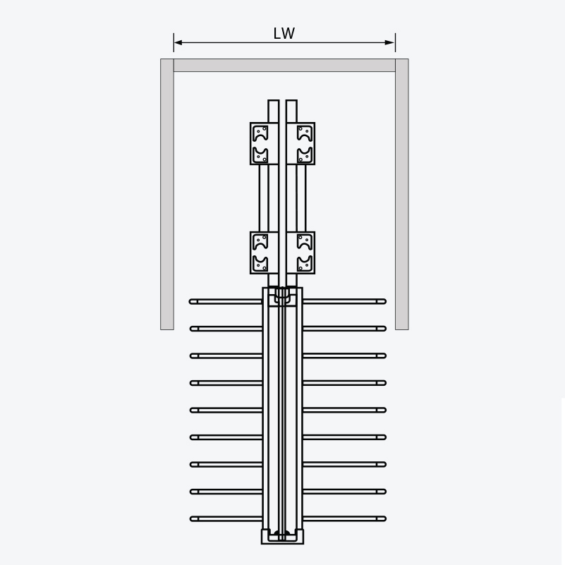 Kệ vắt quần áo treo đỉnh ray trượt GARIS GW38R RUBY Series