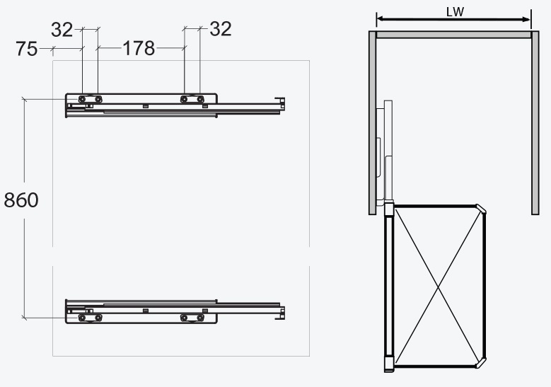 Kệ để đồ 3 tầng, ray giảm chấn GARIS GW15 SNOW Series