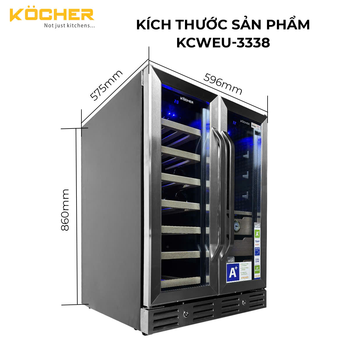 Tủ bảo quản rượu và cigar Kocher KCWEU-3338