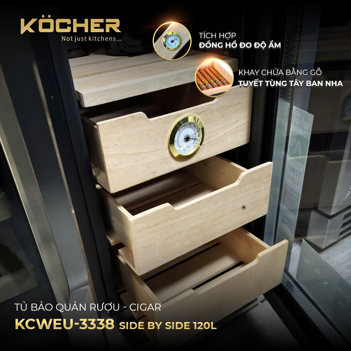 Tủ bảo quản rượu và cigar Kocher KCWEU-3338