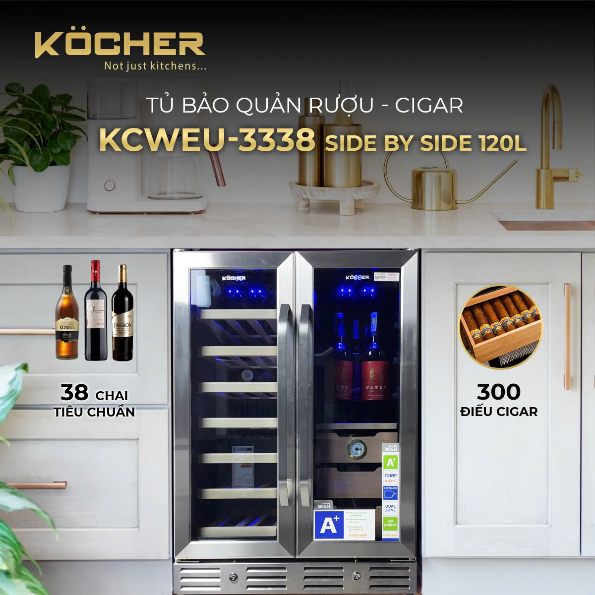 Tủ bảo quản rượu và cigar Kocher KCWEU-3338