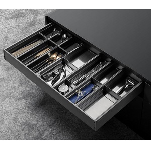 Khay chia thìa muỗng dĩa Higold Series JR nhôm Xingfa ray giảm chấn 