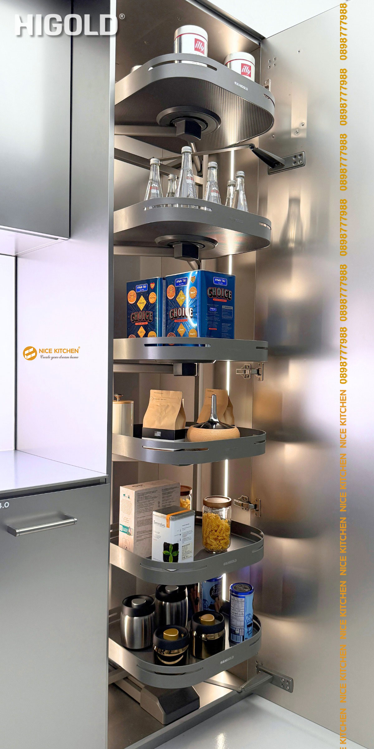 Kệ tủ đồ khô Higold Shearer xoay 360 độ 202294 202295 202296