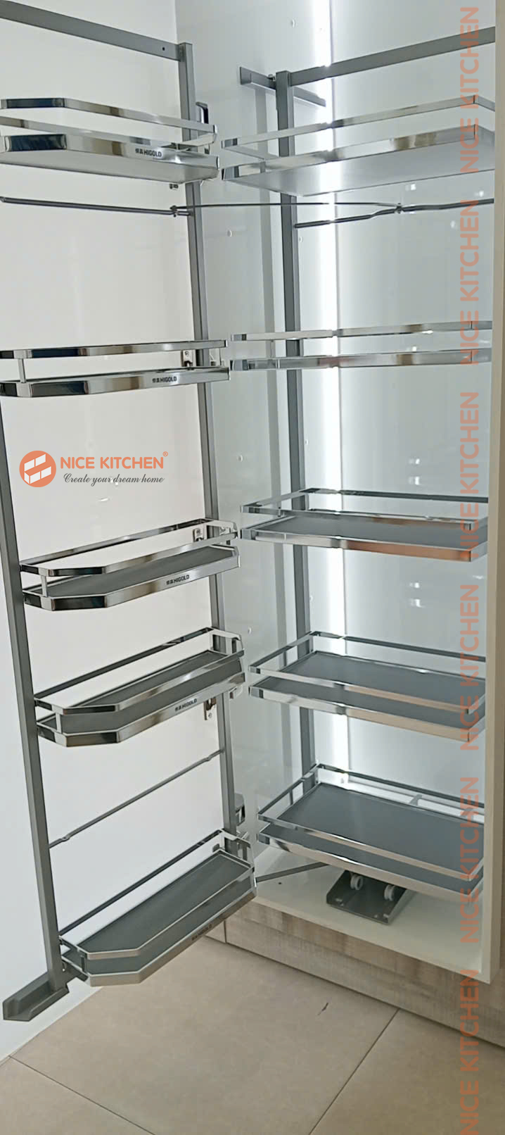 Kệ tủ đồ khô 6 tầng Inox phủ Chrome đáy đặc Higold 202263 202264