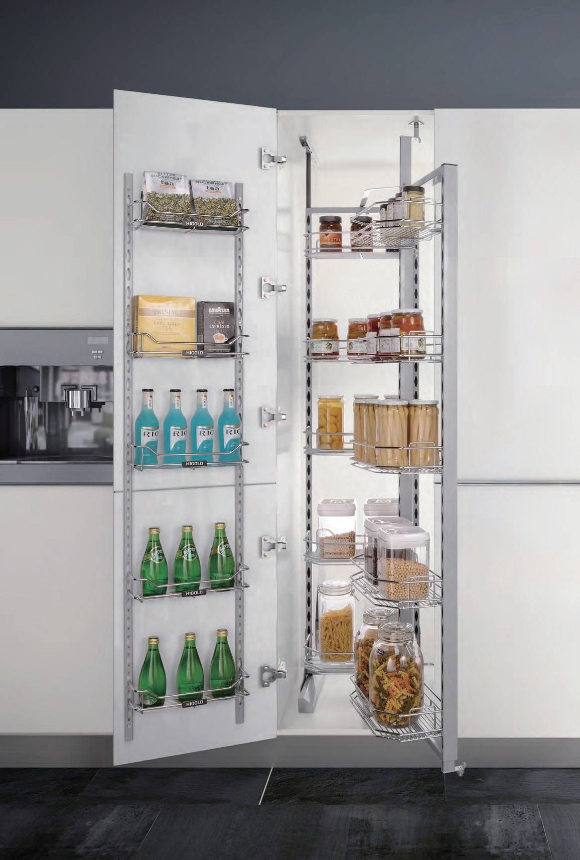 Kệ tủ đồ khô 6 tầng (18 rổ) Inox phủ Chrome Higold 203003