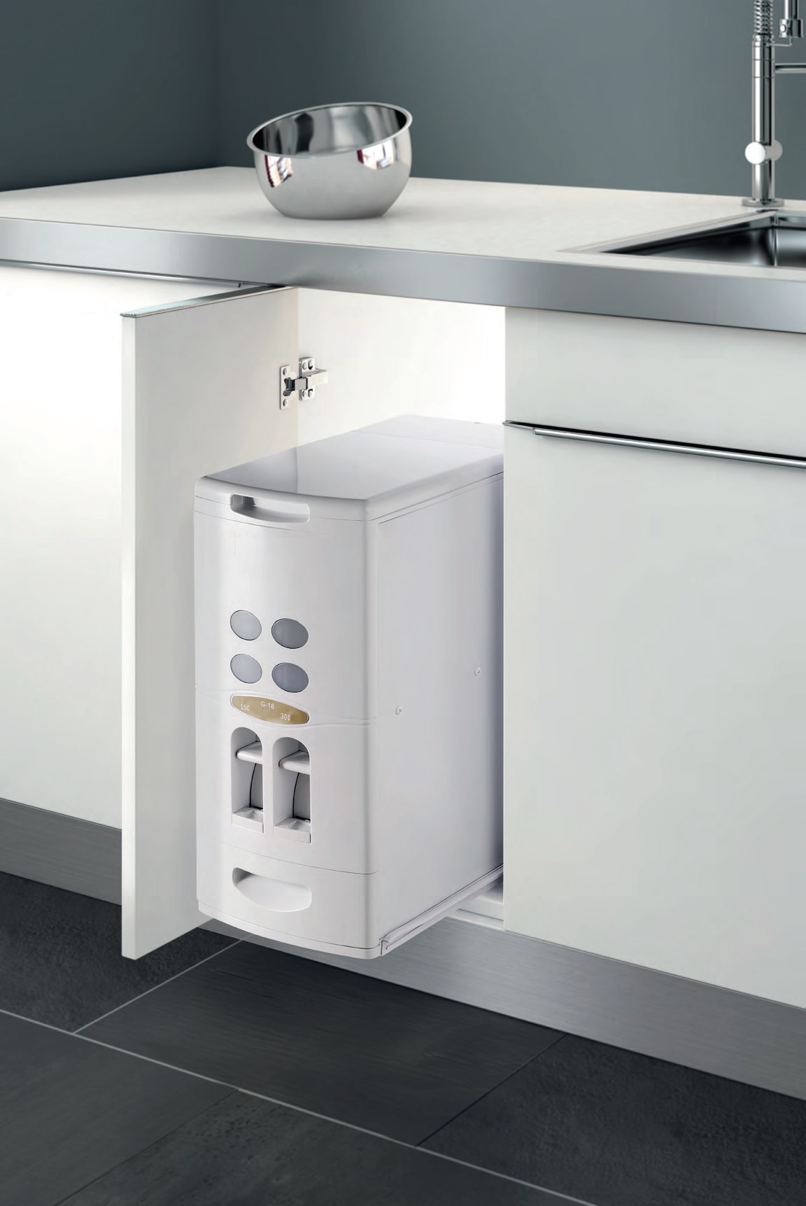 Thùng gạo âm tủ cánh mở Higold 307033