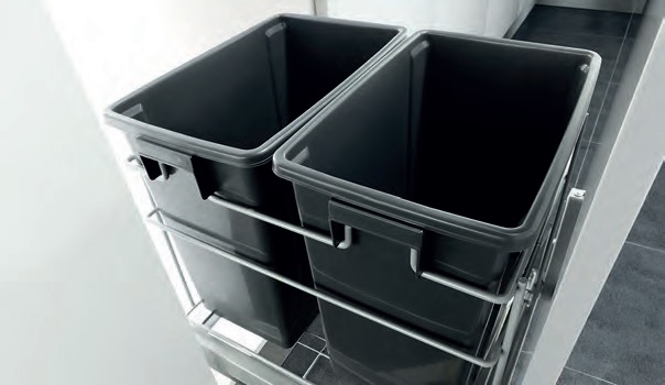 Thùng rác đôi âm tủ gắn cánh ray giảm chấn Higold 307012