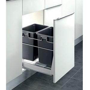 Thùng rác đôi âm tủ gắn cánh ray giảm chấn Higold 307012