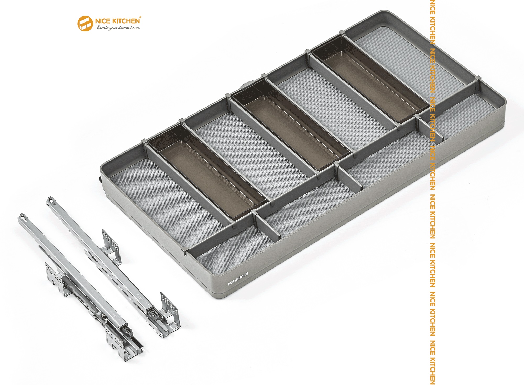 Khay chia thìa muỗng dĩa nhôm phủ nano Higold Shearer 4.0