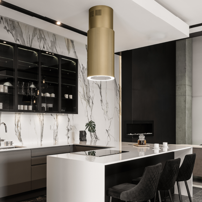 Máy hút mùi độc lập trụ tròn Malloca Monogold K-382G