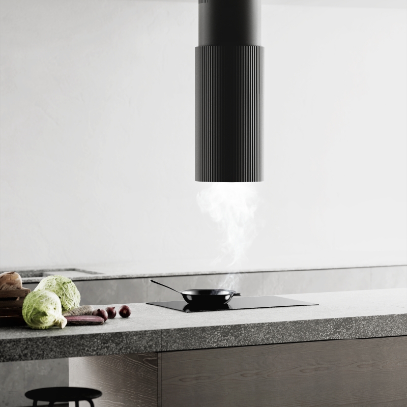 Máy hút mùi độc lập trụ tròn Malloca Monoblack K-382B