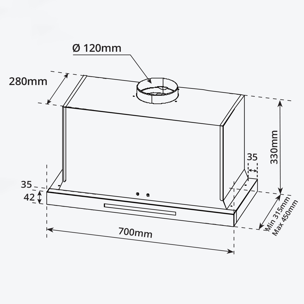 Máy hút mùi âm tủ 70cm Garis G3247