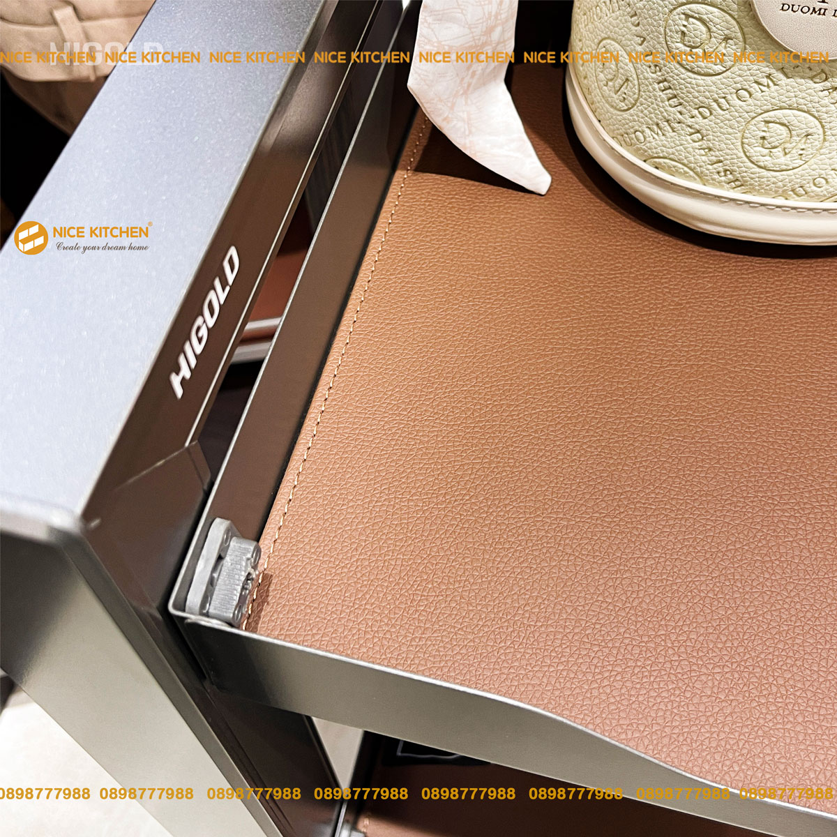 Hình ảnh sản phẩm thực tế : Kệ để đồ 3 tầng, ray giảm chấn Higold Series BV Nâu cao cấp 703573S 703574S