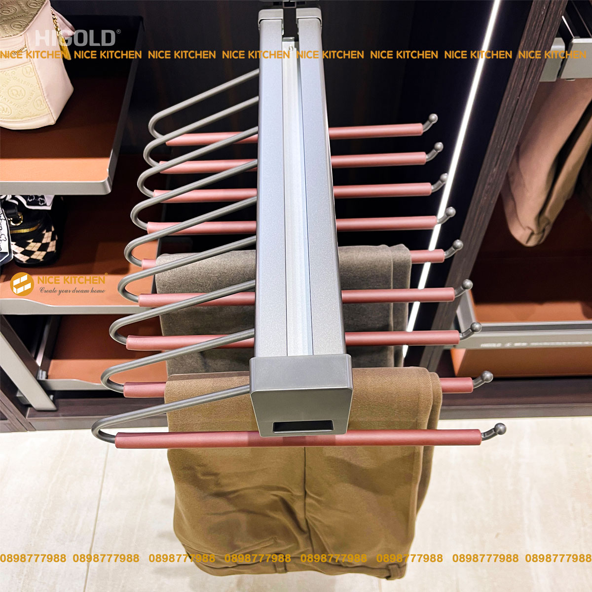 Kệ vắt quần áo treo đỉnh Higold Series BV Nâu cao cấp 703502S