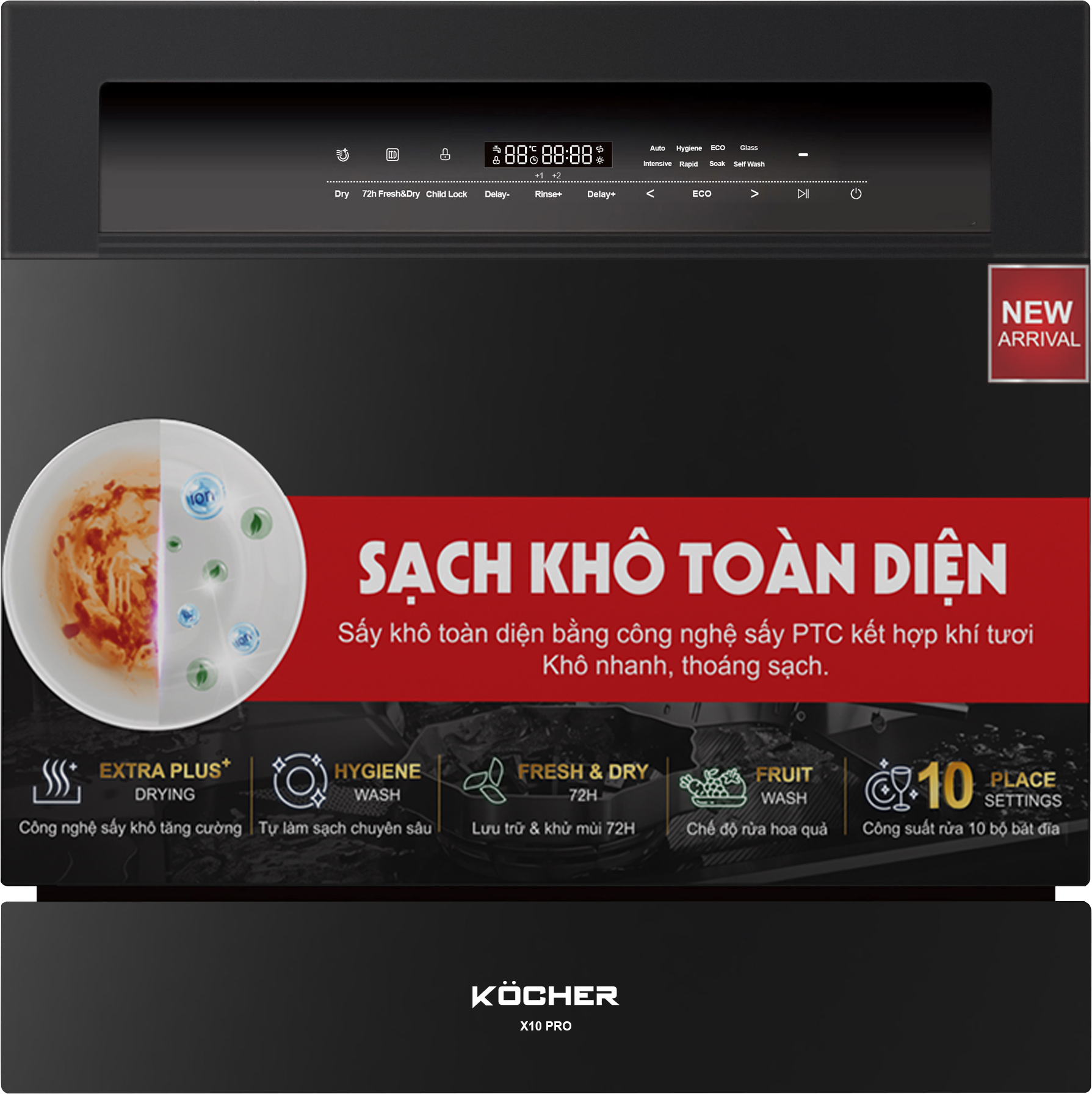 Máy rửa bát Kocher X10 Pro – Nâng tầm tiện nghi bếp Việt với công nghệ độc lập tùy chọn
