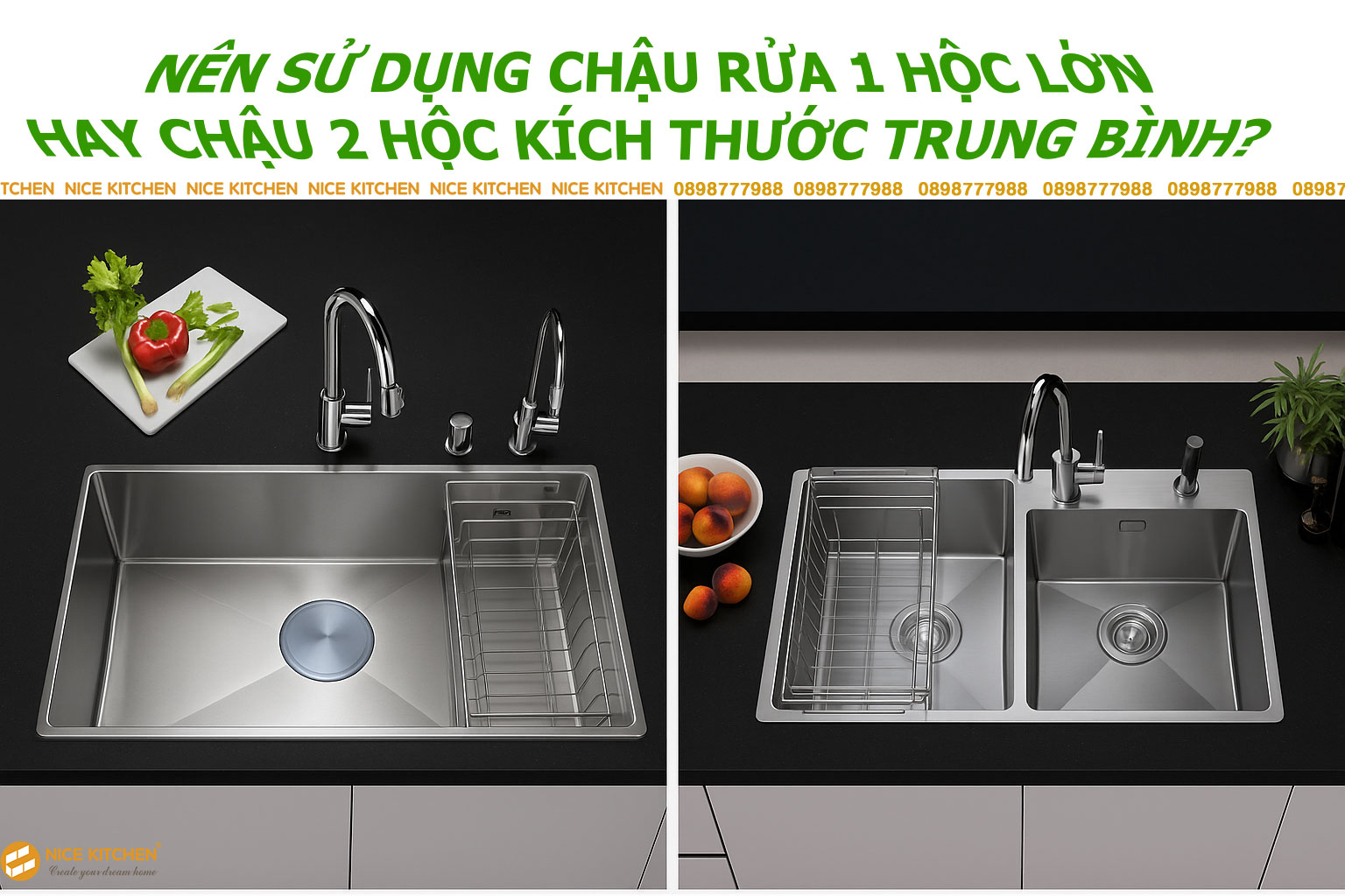 Vì sao nên dùng chậu rửa bát 1 hộc lớn thay vì chậu 2 hộc trung bình?