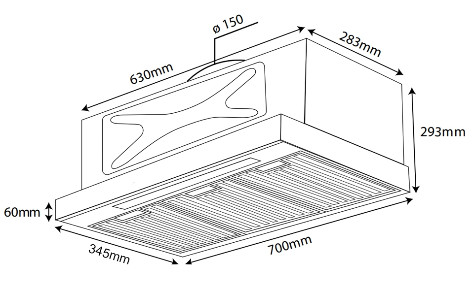 Máy hút mùi âm tủ Kocher Turbo Smart X3D-350.AUC AutoClean