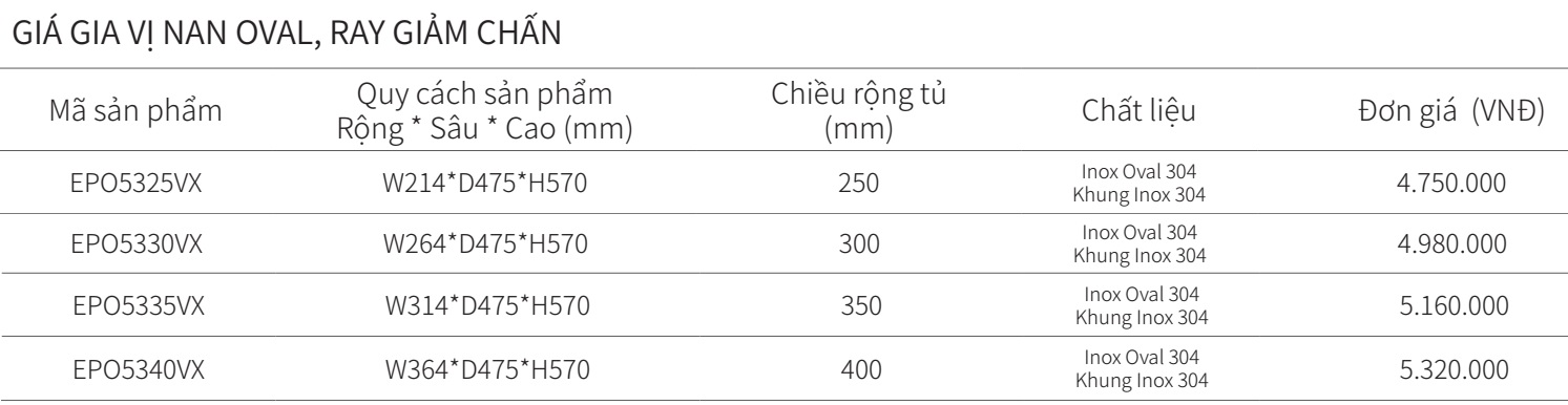 Kệ gia vị EUROGOLD Inox 304 nan Oval EPO5325VX EPO5330VX EPO5335VX EPO5340VX
