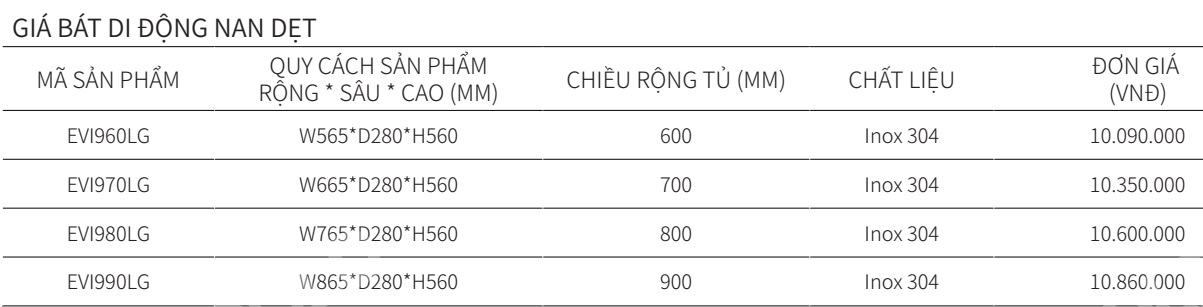 Gi&aacute; b&aacute;t đĩa n&acirc;ng hạ di động EUROGOLD Inox 304 nan dẹt EVI960LG EVI970LG EVI980LG EVI990LG