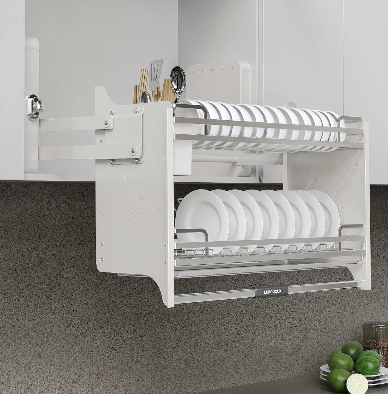 Giá bát đĩa nâng hạ di động EUROGOLD Inox 304 nan dẹt EVI960LW EVI970LW EVI980LW EVI990LW