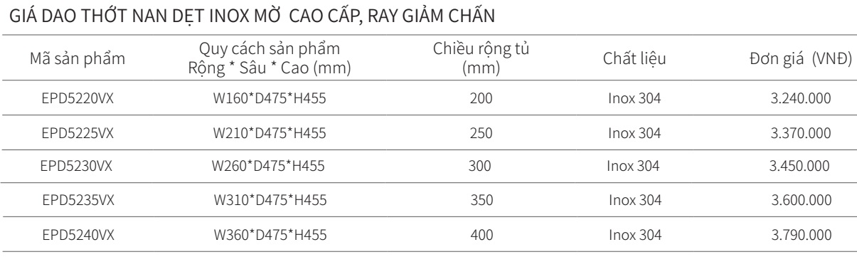 Kệ dao thớt gia vị EUROGOLD Inox 304 nan dẹt EPD5220VX EPD5225VX EPD5230VX EPD5235VX EPD5240VX