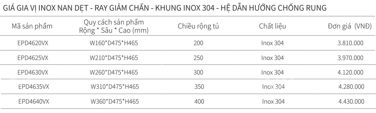 Kệ gia vị EUROGOLD Inox 304 nan dẹt - khung inox 304 - EPD4620VX EPD4625VX EPD4630VX EPD4635VX EPD4640VX