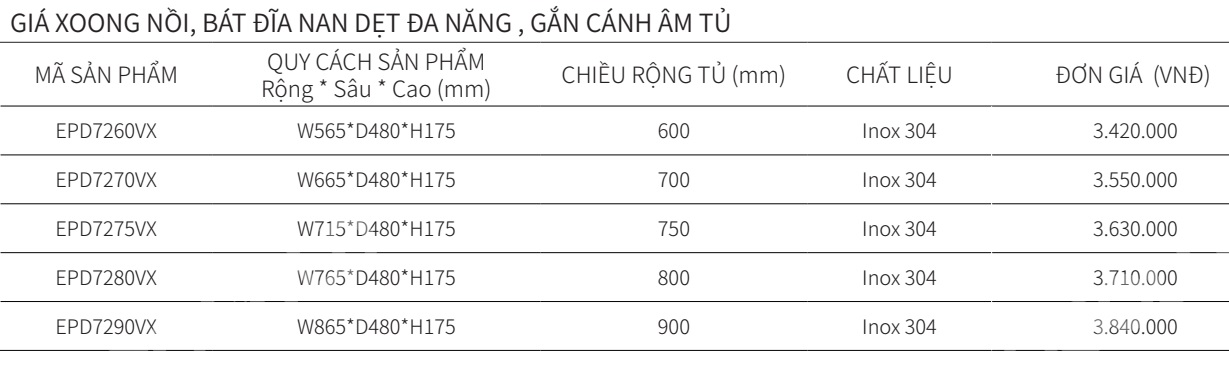 Kệ bát đĩa đa năng EUROGOLD Inox 304 nan dẹt EPD7260VX EPD7270VX EPD7275VX EPD7280VX EPD7290VX