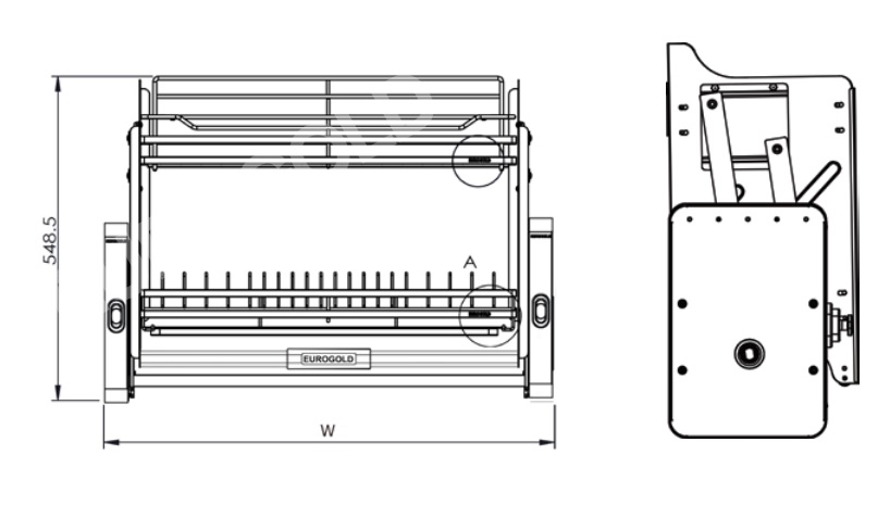 Giá bát đĩa nâng hạ di động EUROGOLD Inox 304 nan tròn EUT9160VX EUT9170VX EUT9180VX EUT9190VX