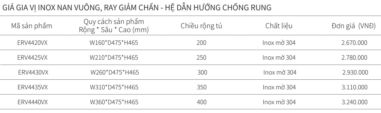 Kệ gia vị đa năng EUROGOLD Inox 304 nan vuông ERV4420VX ERV4425VX ERV4430VX ERV4435VX ERV4440VX