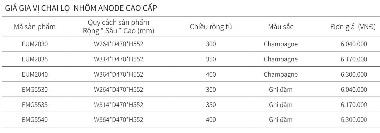 Kệ gia vị đa năng EUROGOLD nhôm Anode cao cấp EUM2030 EUM2035 EUM2040 EMG5530 EMG5535 EMG5540