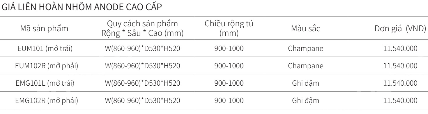 Kệ liên hoàn góc EUROGOLD nhôm Anode cao cấp EUM101L EUM102R EMG101L EMG102R